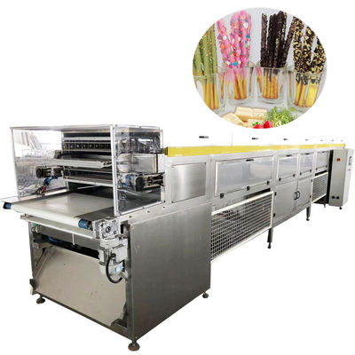 ভালো দাম 1300kg/h চকলেট Enrober মেশিন বায়ু শীতল Pocky লাঠি ডাবল লেপ উত্পাদন লাইন অনলাইন